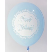 Pastel Blue Happy Birthday 1 Side Printed Balloons